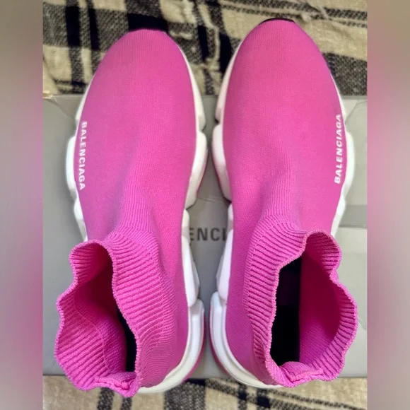 Balenciaga Womens Speed Knit Sneakers “BARBIE” Pink/White - Excellent Condition - Picture 6 of 13